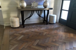 Herringbone wood entryway
