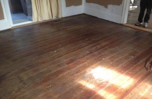 Scratched wood floor