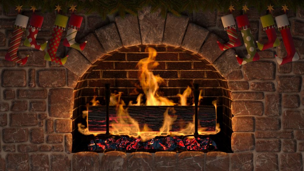 Yule Log in fireplace
