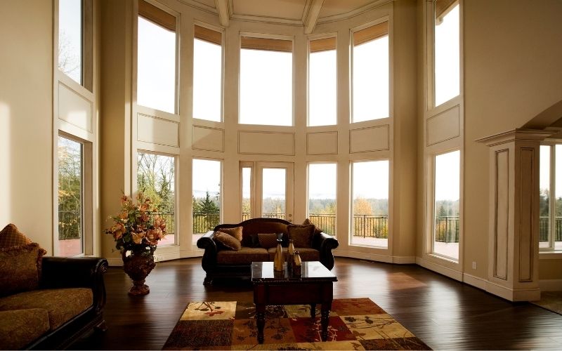 Dark wood floor with furniture of same color