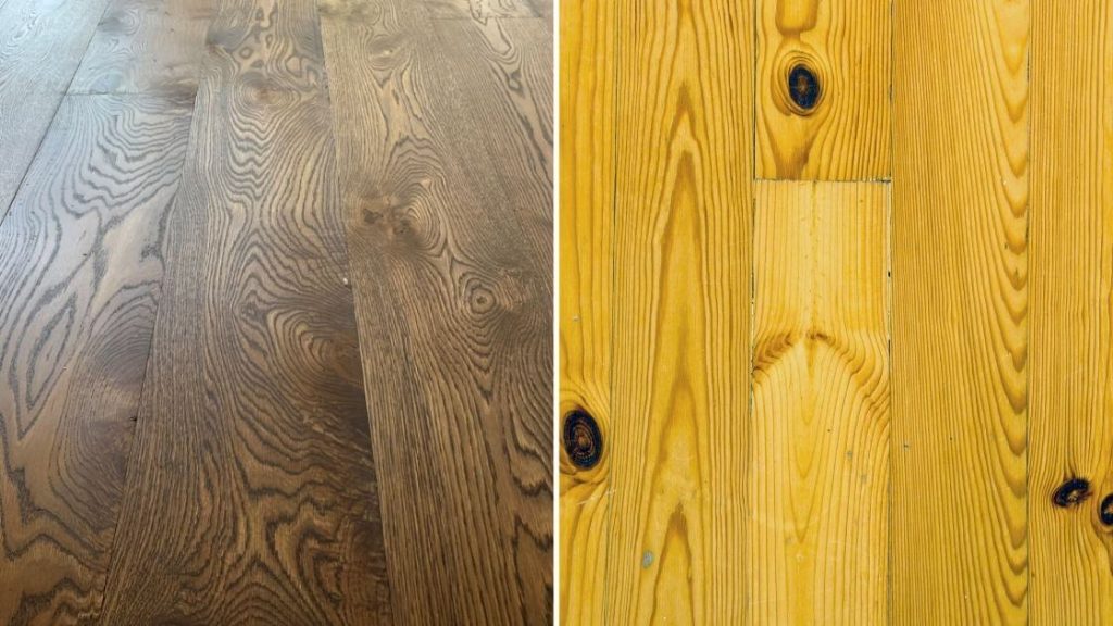 Hardwood White Oak next to Softwood Pine
